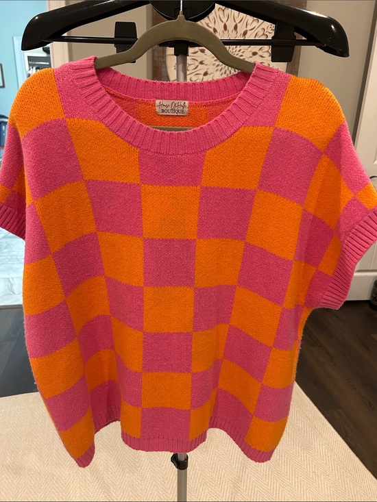 House of Halle boutique Sweaters - House of Halle Boutique Checkerboard Short-Sleeve Sweater vest - soft